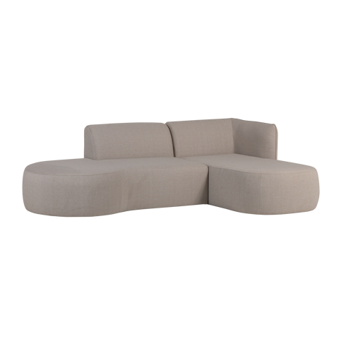 Chios Loungebank Rechts met Chaise Longue - Zandkleur - 71 x 258 x 168 cm