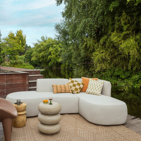Chios Loungebank Rechts met Chaise Longue - Zandkleur - 71 x 258 x 168 cm
