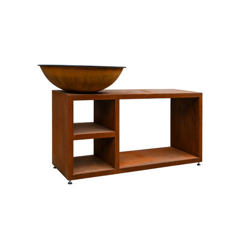 Quoco Piatto Tavolo Corten - buitenkeuken, BBQ/Plancha, vuurhaard